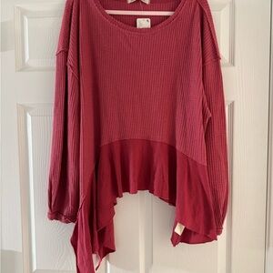 Women's Red Long Sleeve Top